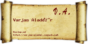 Varjas Aladár névjegykártya